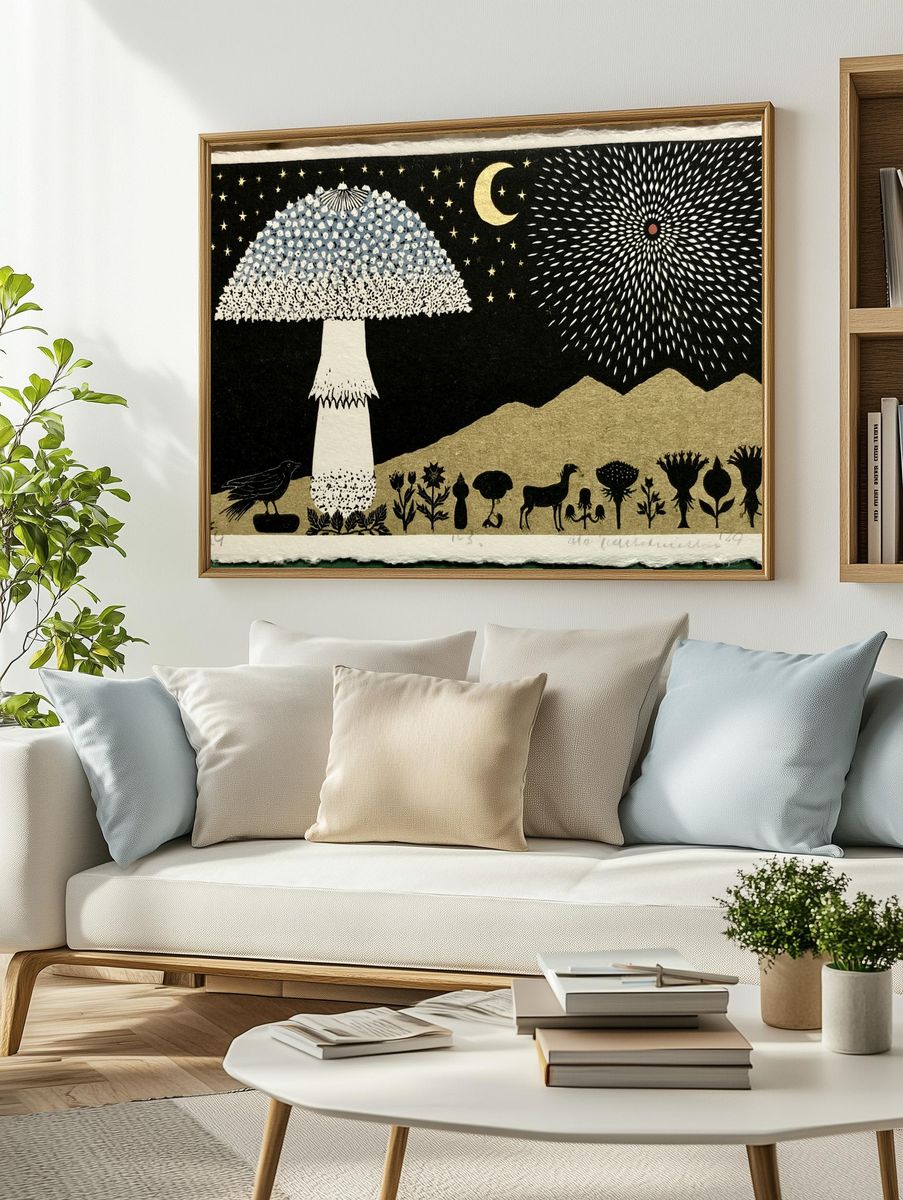 Celestial Mushroom Night Print. — room view 2