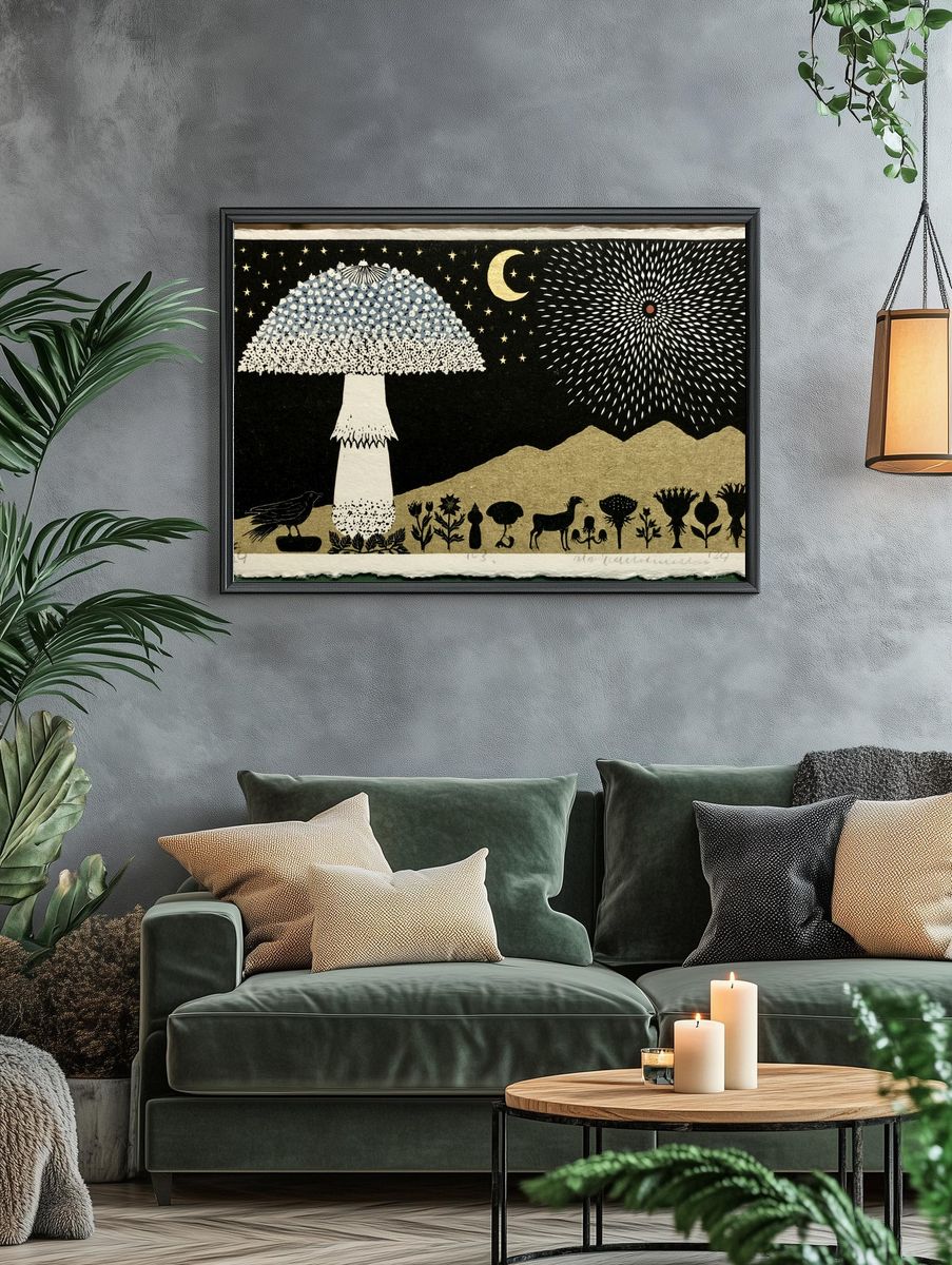 Celestial Mushroom Night Print. — room view 4