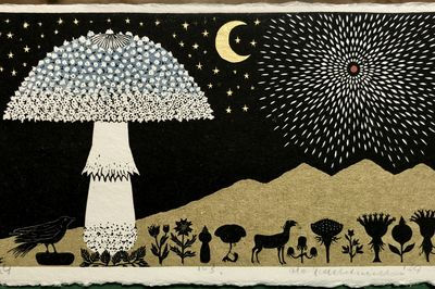 Celestial Mushroom Night Print. poster