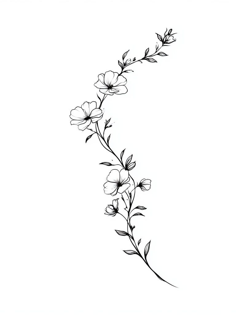 Floral Vine Line Art Poster. poster detail