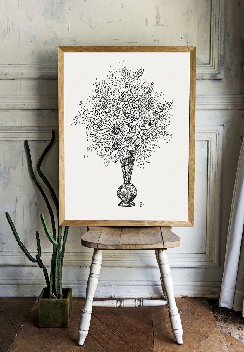 Flower vase (ca. 1891–1941) drawing. room preview