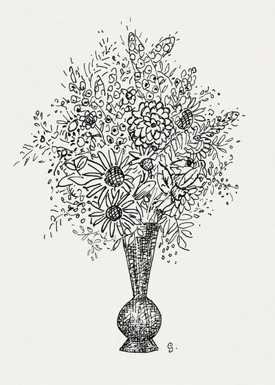 Flower vase (ca. 1891–1941) drawing. poster