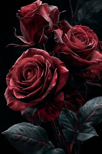 Crimson Roses Botanical Poster.