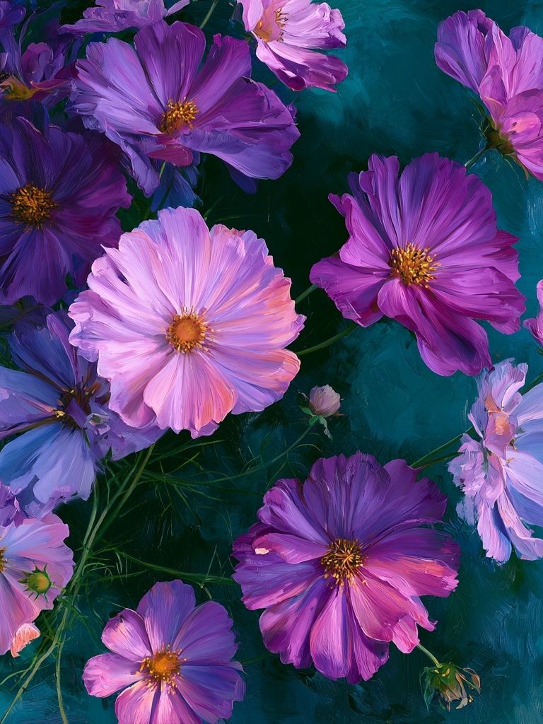 Purple Cosmos Floral Print. poster — botanical art