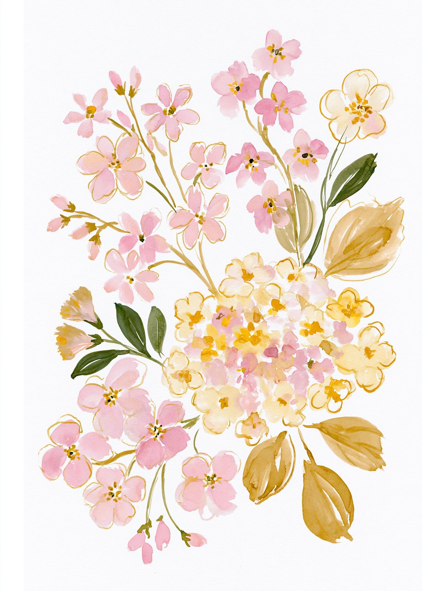 Pastel Cherry Blossom Botanical Print. poster detail