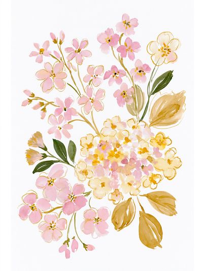 Pastel Cherry Blossom Botanical Print.
