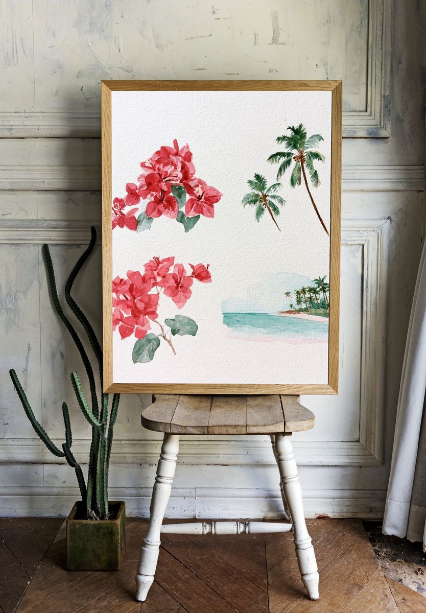 Tropical Watercolor Botanical Poster. — room view 1