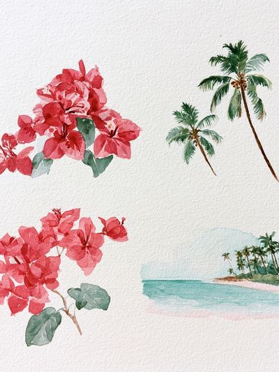 Tropical Watercolor Botanical Poster.