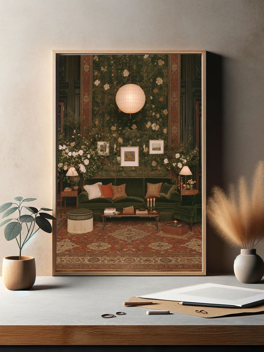 Botanical Velvet Salon Photography Poster. — room view 2