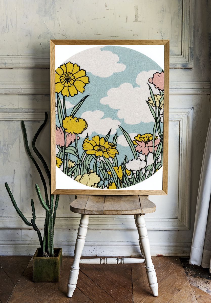 Wildflower Meadow Illustration Poster room preview