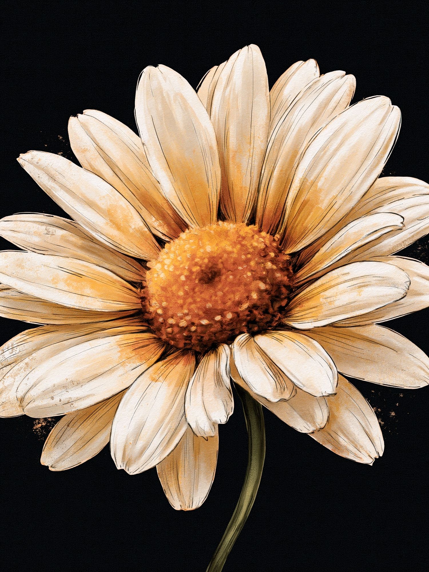 Cream Daisy Botanical Print. poster — botanical art