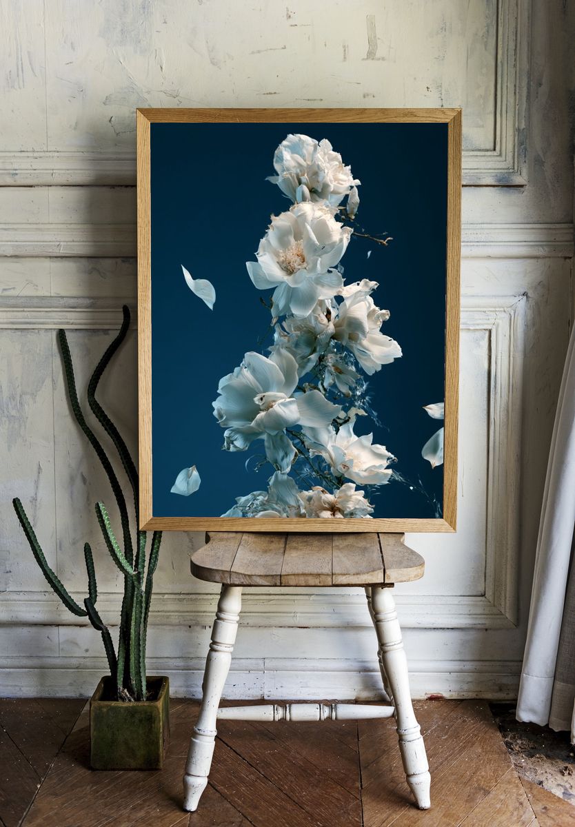 White Blossoms Botanical Print. — room view 1