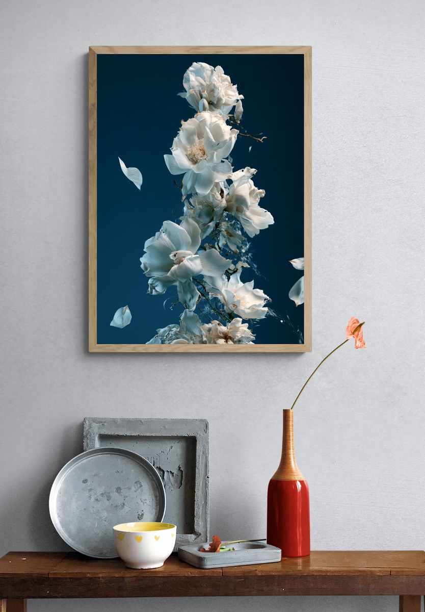 White Blossoms Botanical Print. — room view 3