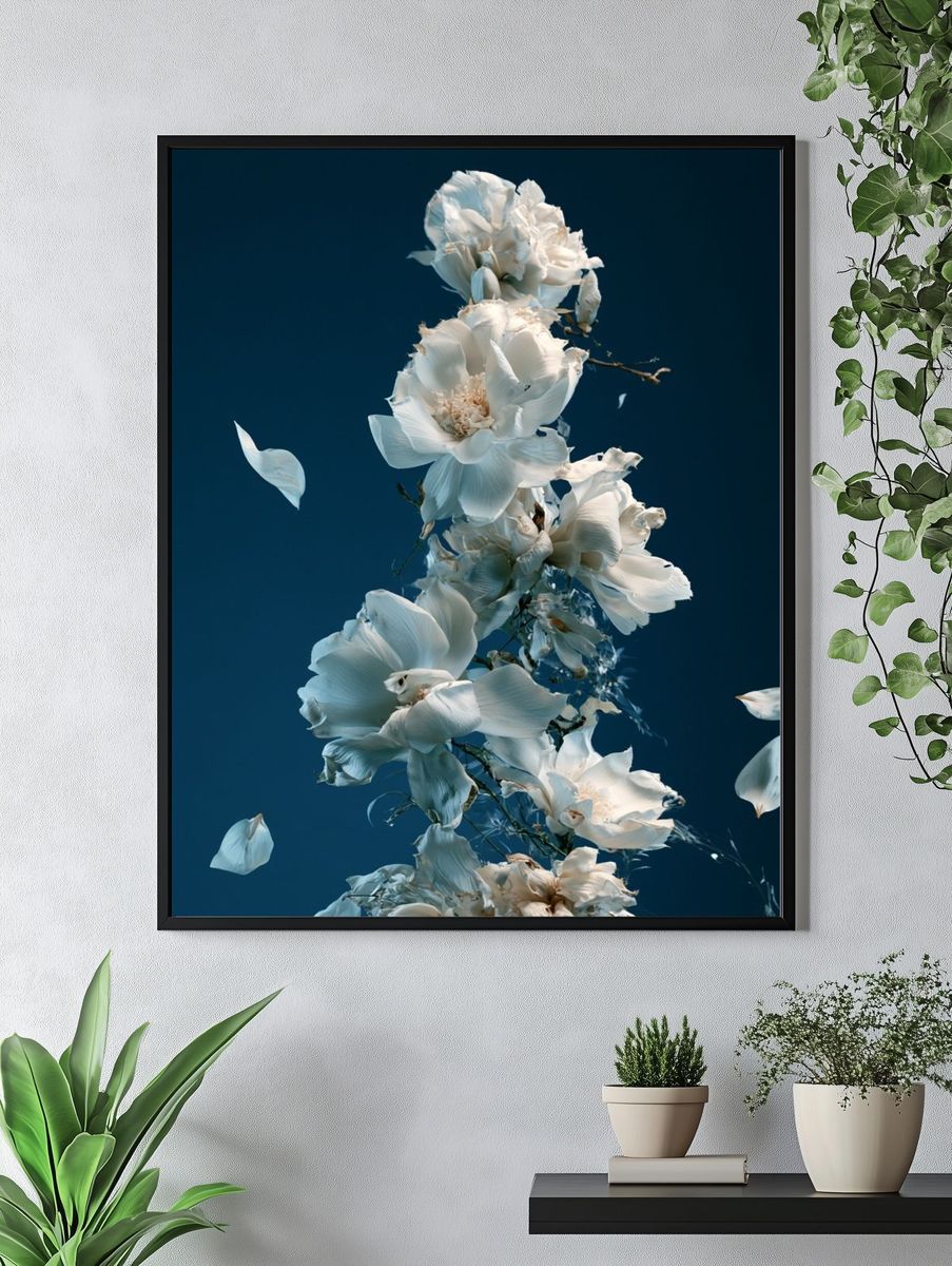 White Blossoms Botanical Print. — room view 4
