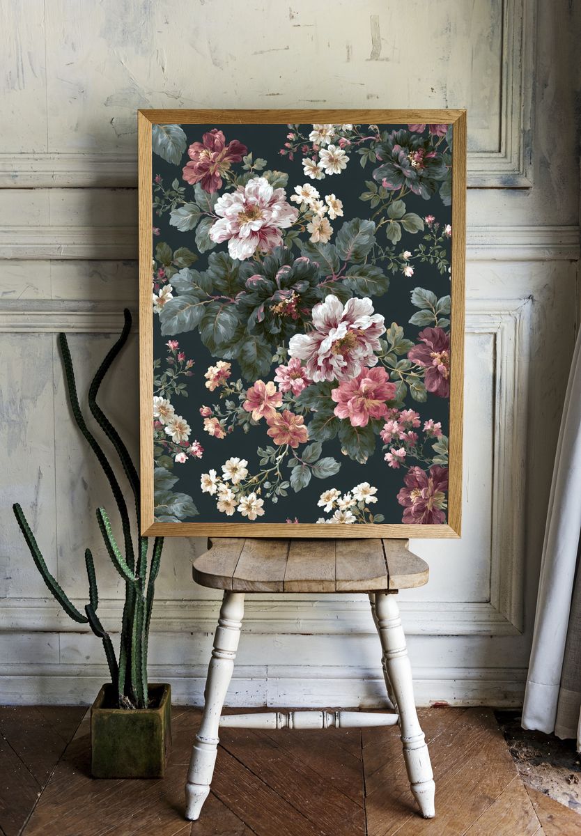 Floral Chinoiserie Pattern Print. — room view 1