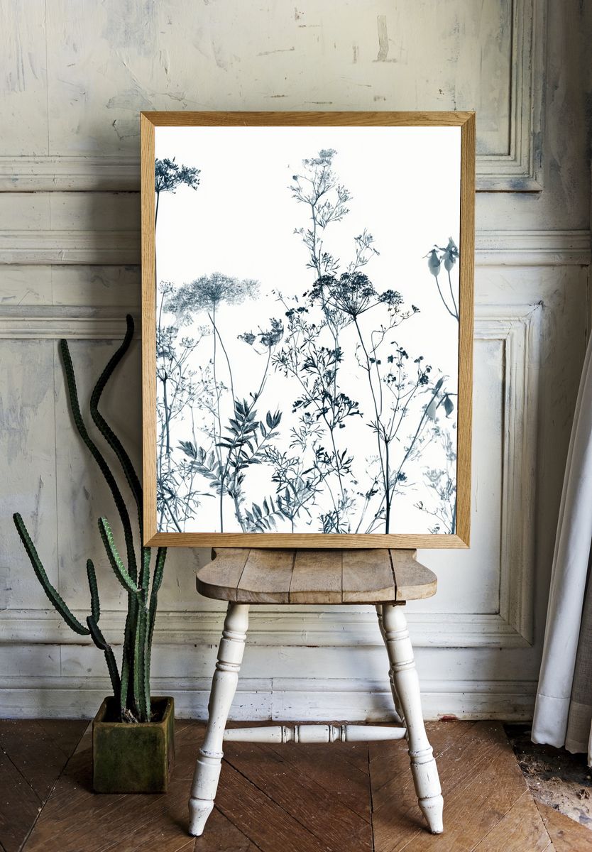 Wild Meadow Botanical Print. room preview