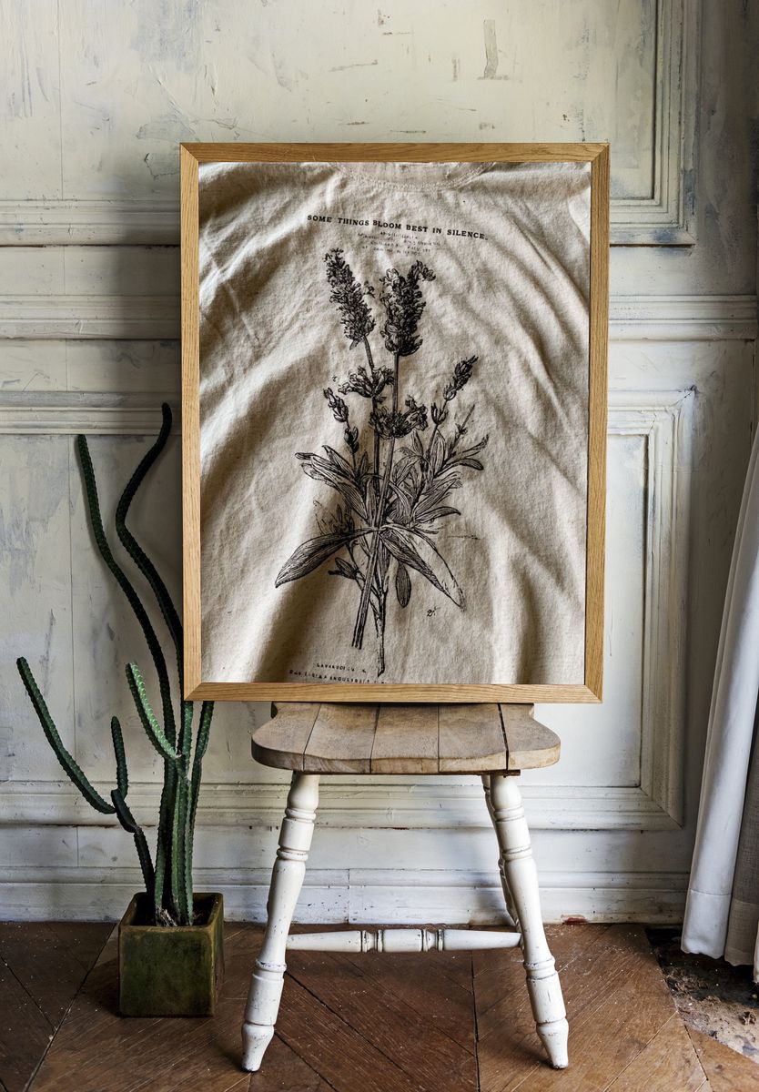 Lavender Botanical Line Art Poster. room preview