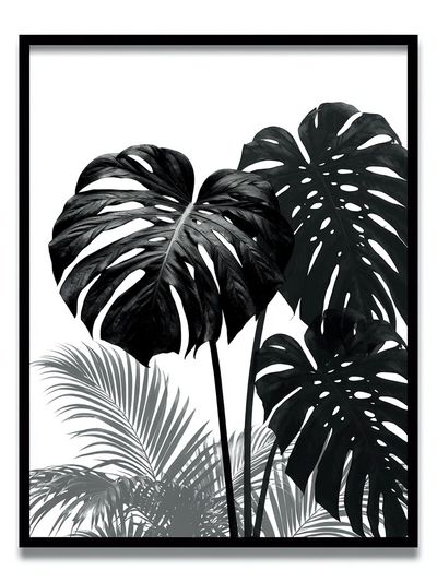 Monochrome Monstera Botanical Print. poster
