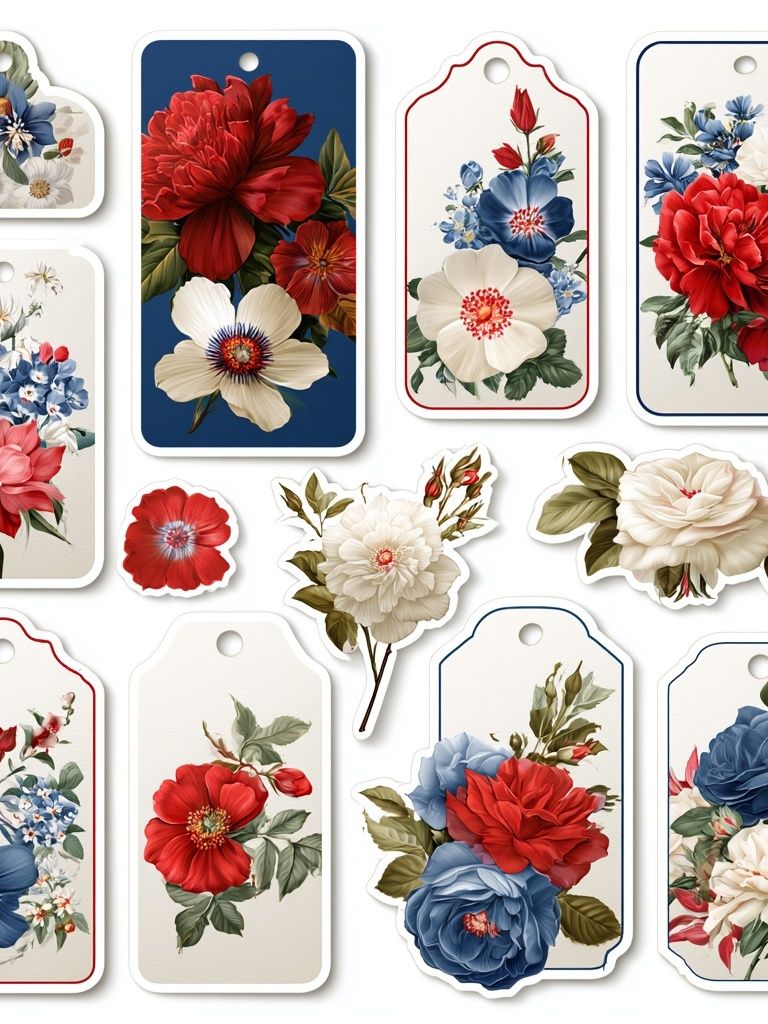 Vintage Floral Tags Poster. poster — botanical art