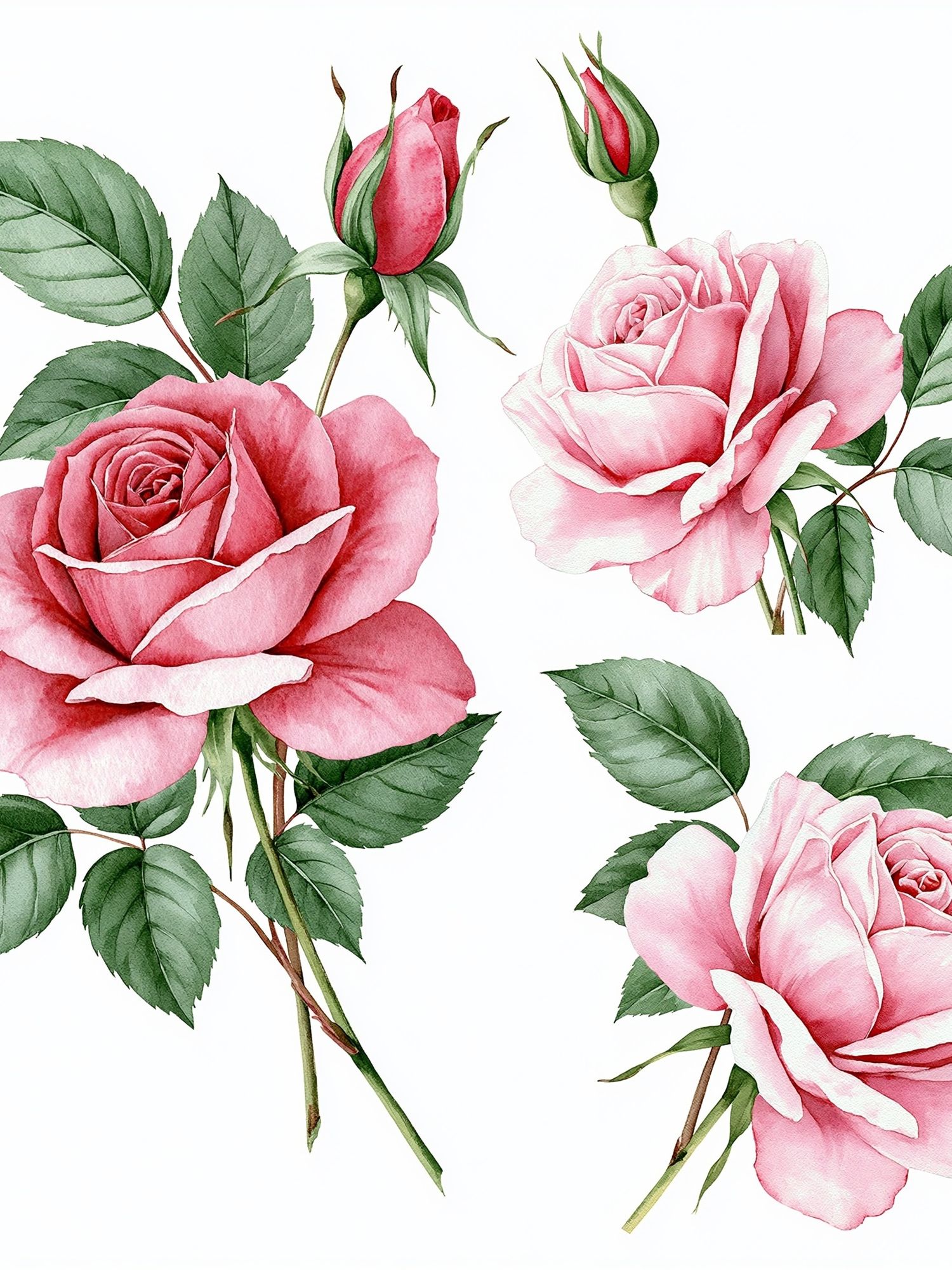 Pink Roses Watercolor Print. poster — botanical art