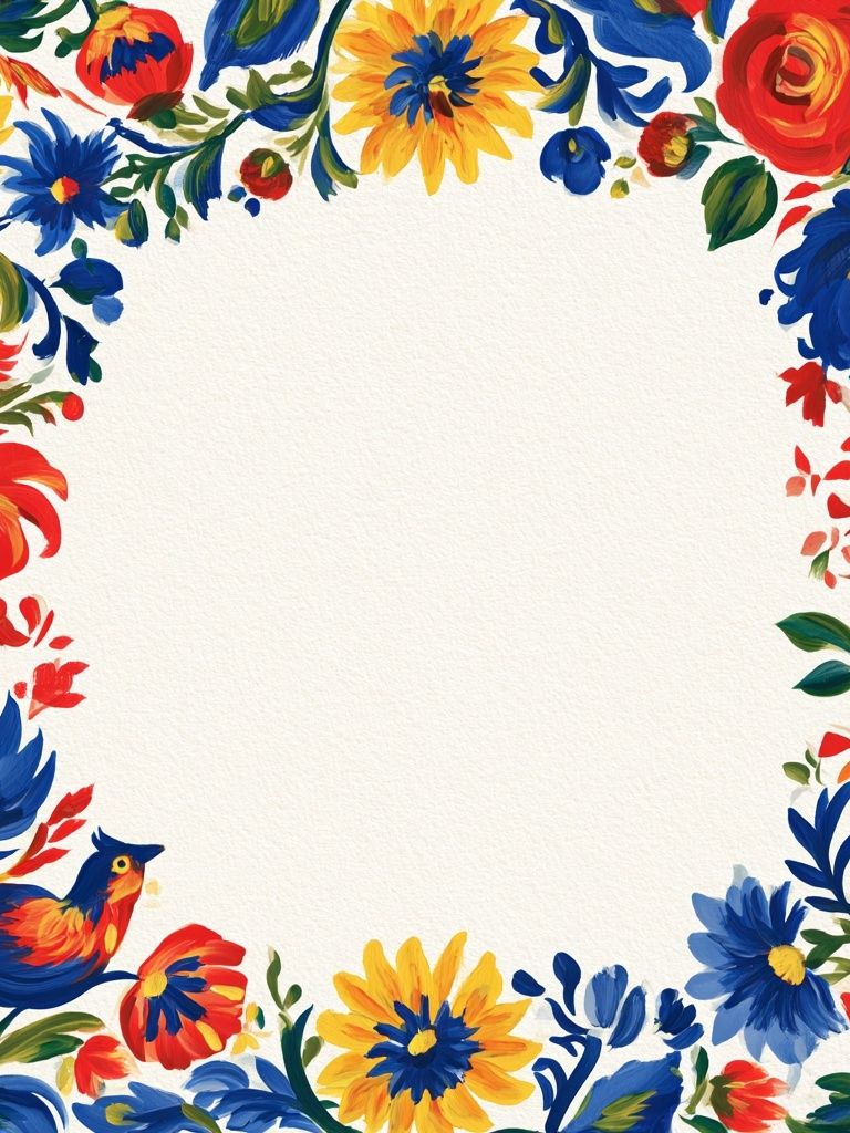 Floral Folk Border Print. poster detail