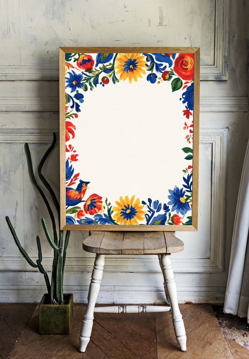 Floral Folk Border Print. — room view 1