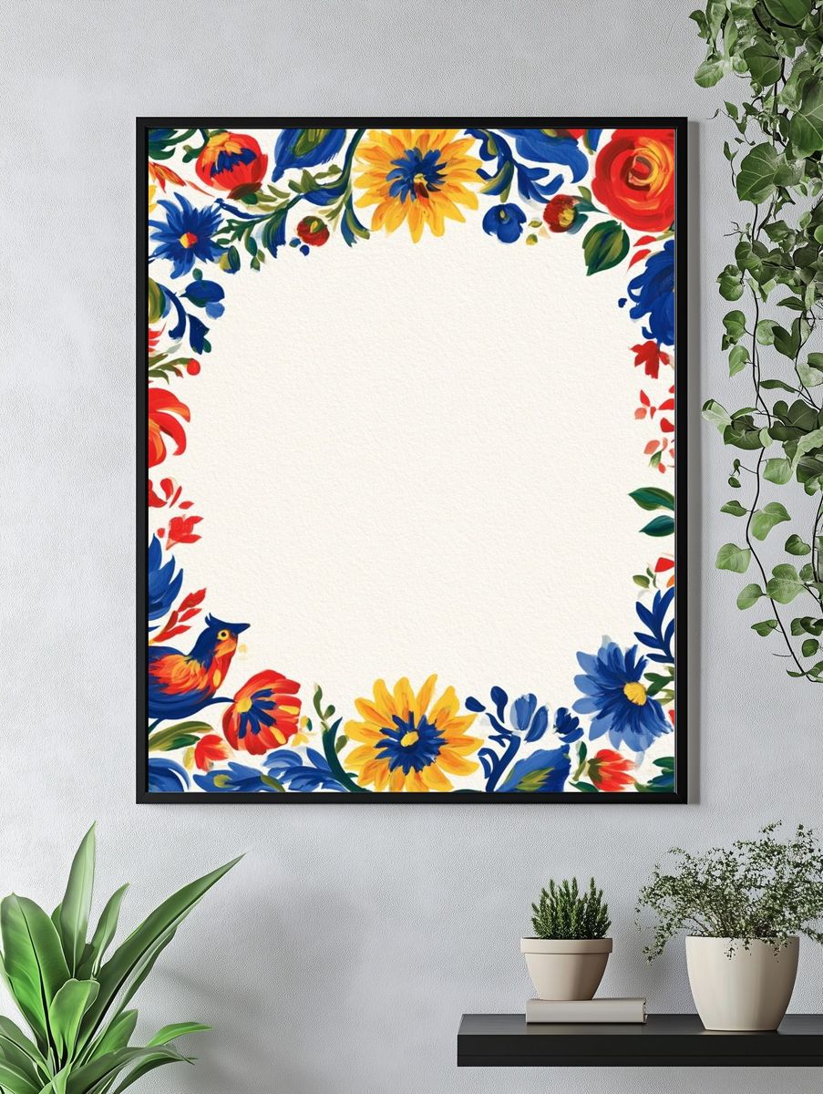 Floral Folk Border Print. — room view 4