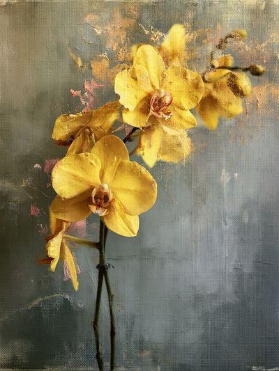 Yellow Orchid Botanical Print. poster