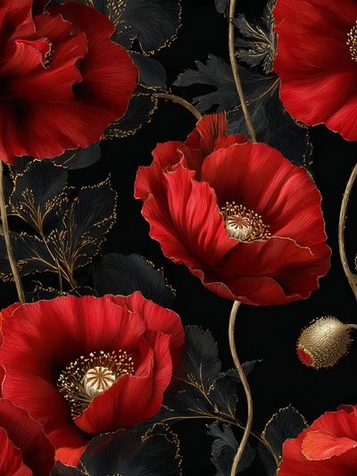 Crimson Poppy Bloom Botanical Print. poster print