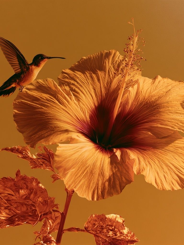 Hummingbird Hibiscus Botanical Print. poster — botanical art