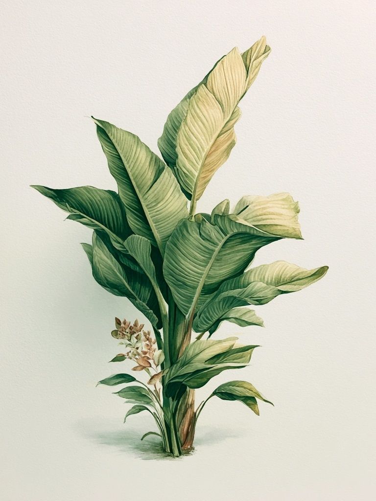 Tropical Banana Leaves Watercolor Print. poster — botanical art