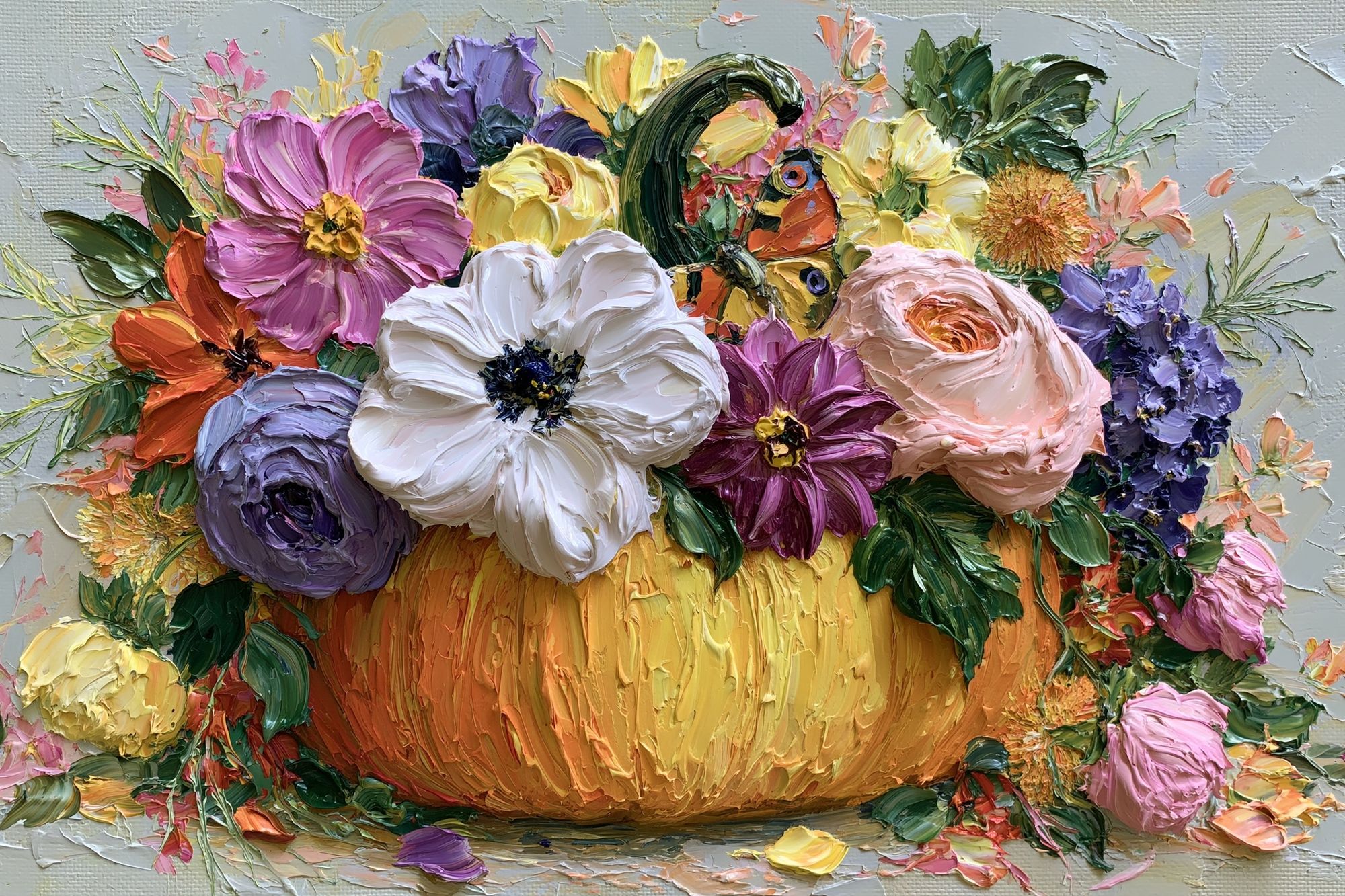 Floral Pumpkin Still Life Print. poster detail