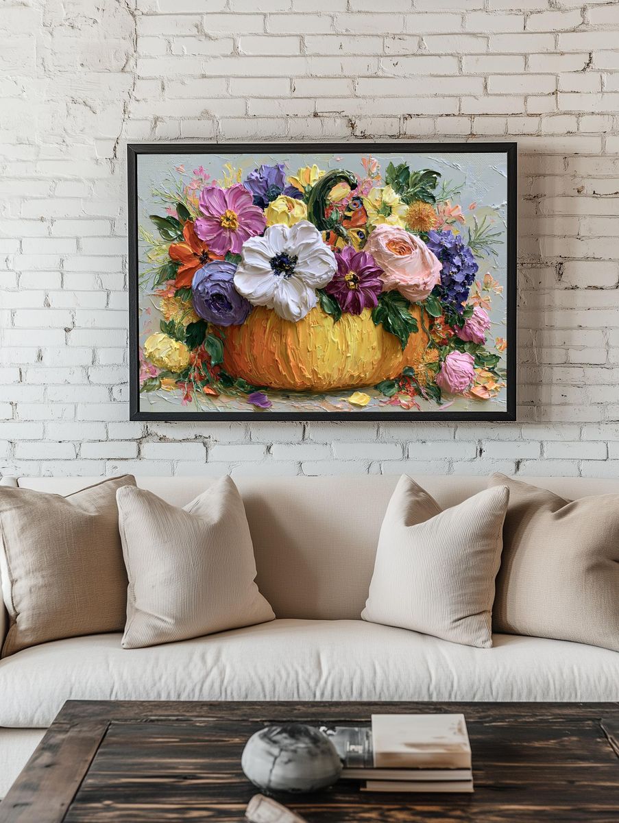 Floral Pumpkin Still Life Print. — room view 1