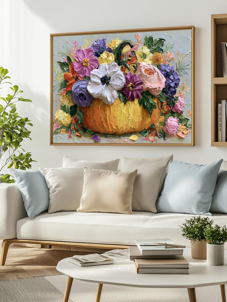 Floral Pumpkin Still Life Print. — room view 2