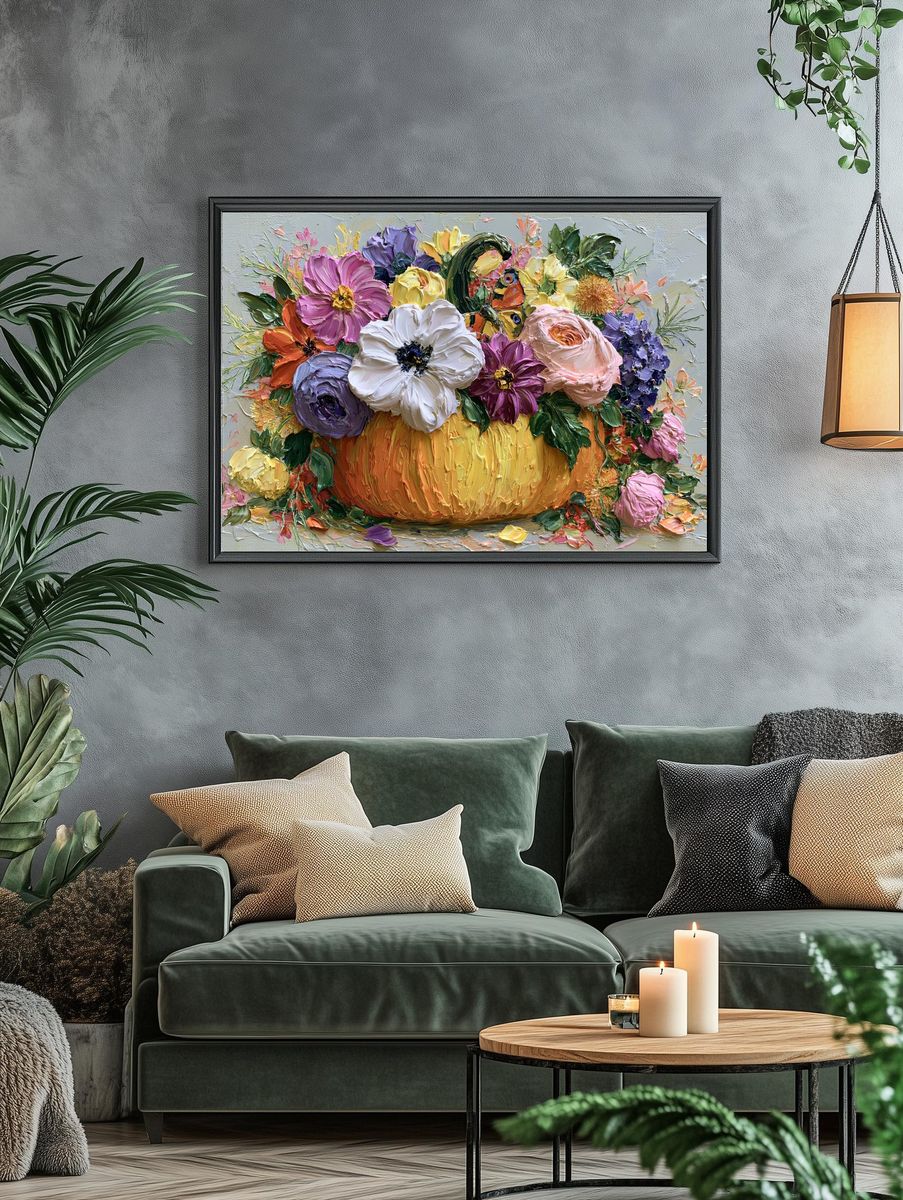 Floral Pumpkin Still Life Print. — room view 4