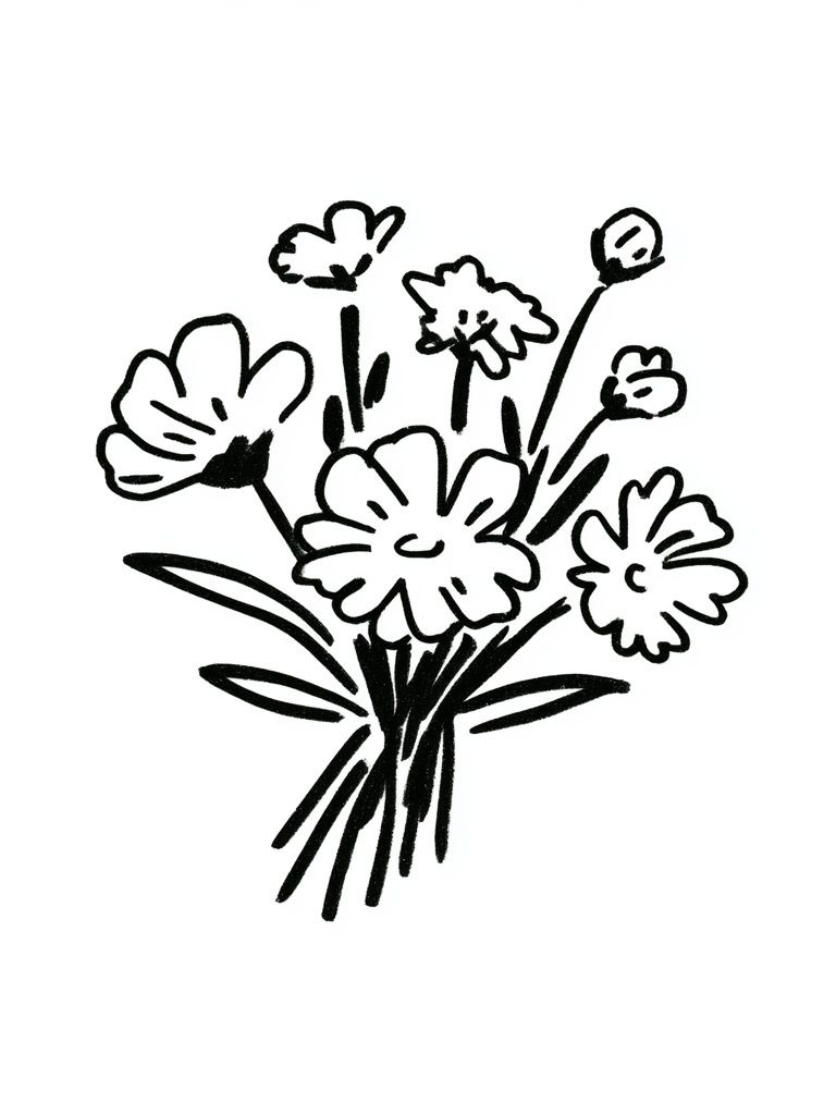 Minimal Flower Bouquet Print. poster — botanical art