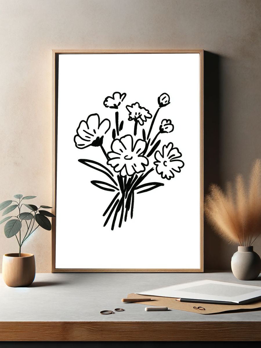 Minimal Flower Bouquet Print. — room view 2