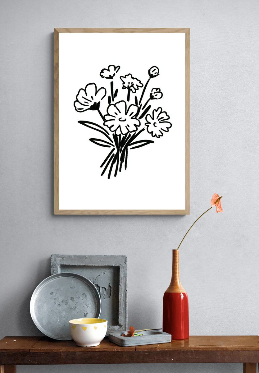 Minimal Flower Bouquet Print. — room view 3