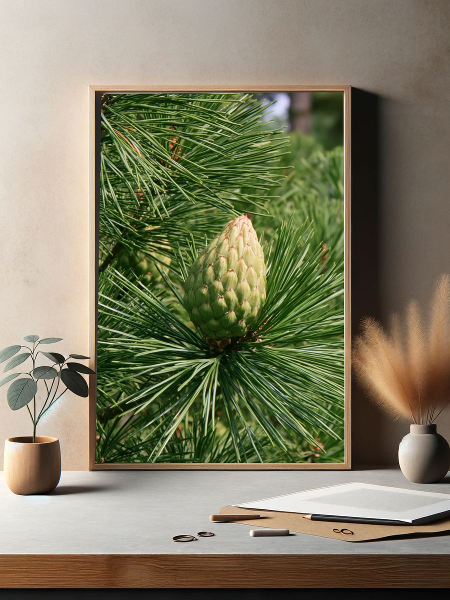 Pine Cone Close-Up Nature Print. — room view 2