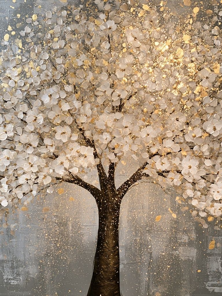 Golden Blossom Tree Print. poster — botanical art