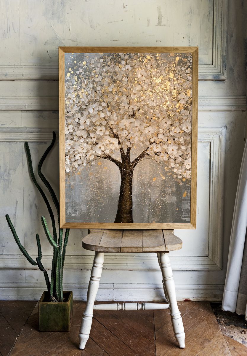 Golden Blossom Tree Print. — room view 1