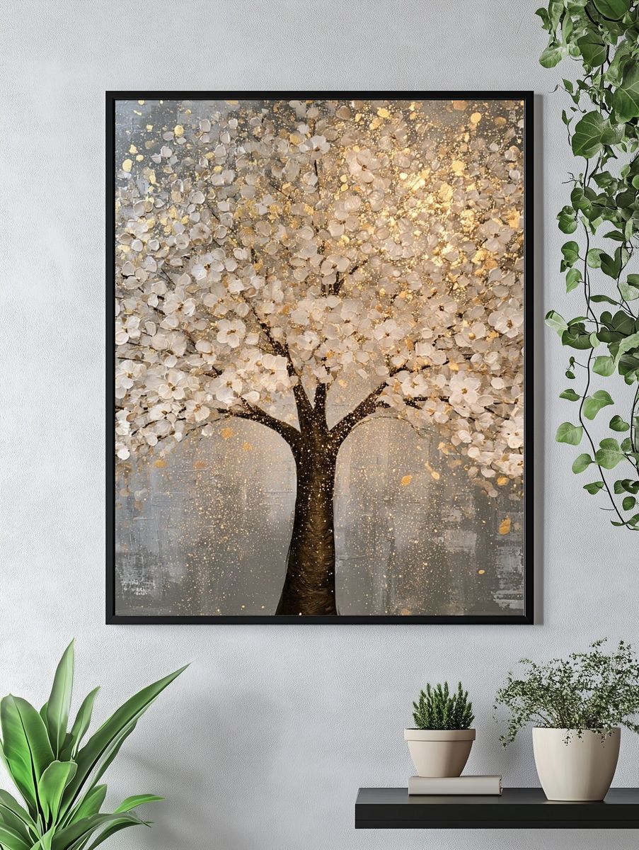 Golden Blossom Tree Print. — room view 4