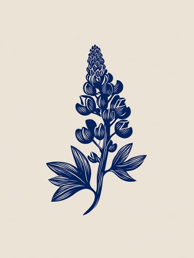 Blue Botanical Line Art Poster. poster print