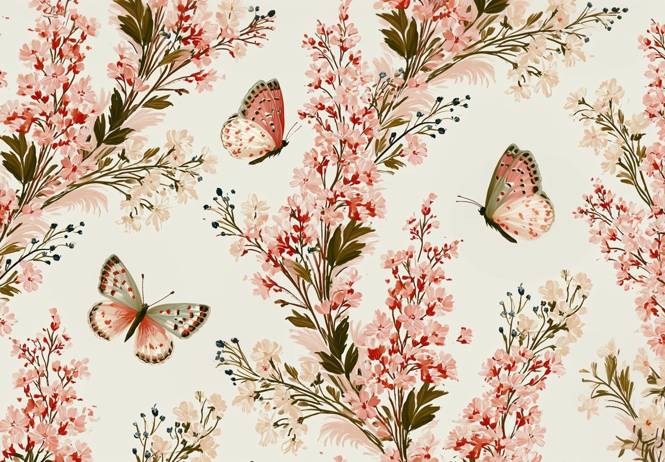 Cherry Blossom Butterflies Illustration Poster. poster — botanical art