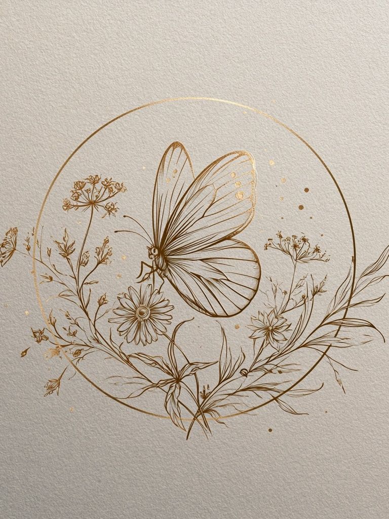Butterfly Botanical Line Art Poster. poster detail