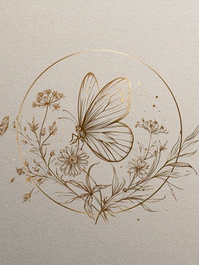 Butterfly Botanical Line Art Poster. poster