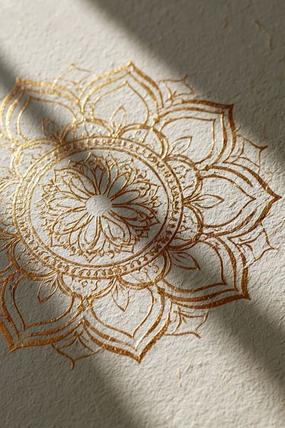 Golden Mandala Lotus Print.