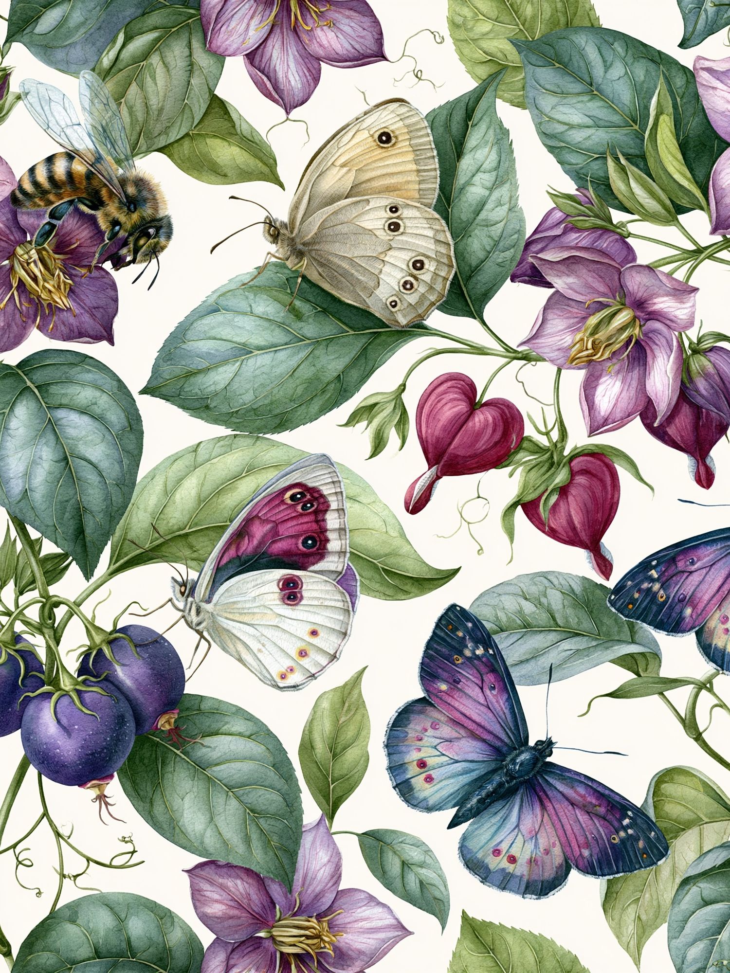 Butterflies and Blooms Botanical Poster. poster — botanical art