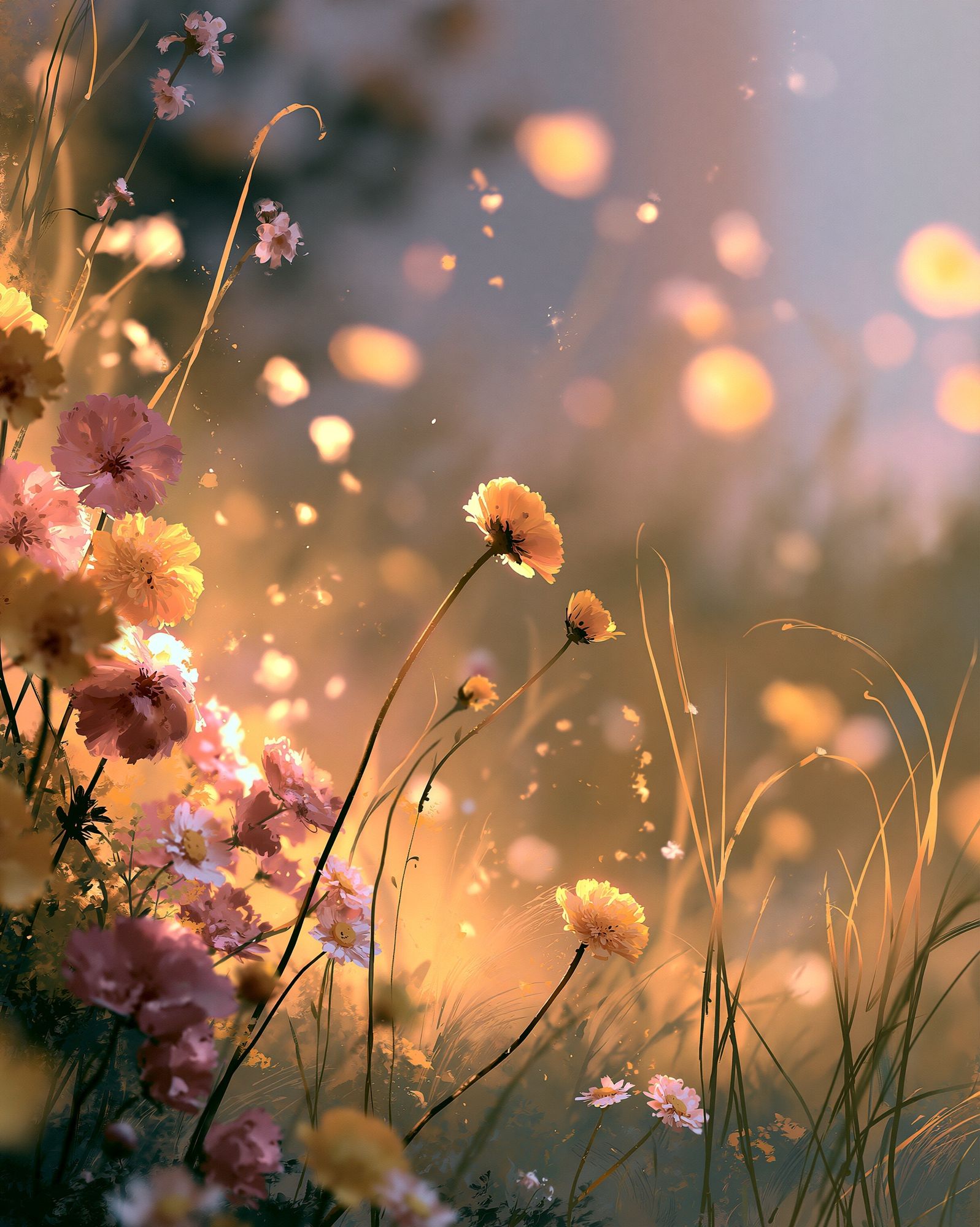 Sunlit Wildflowers Illustration Poster. poster — botanical art