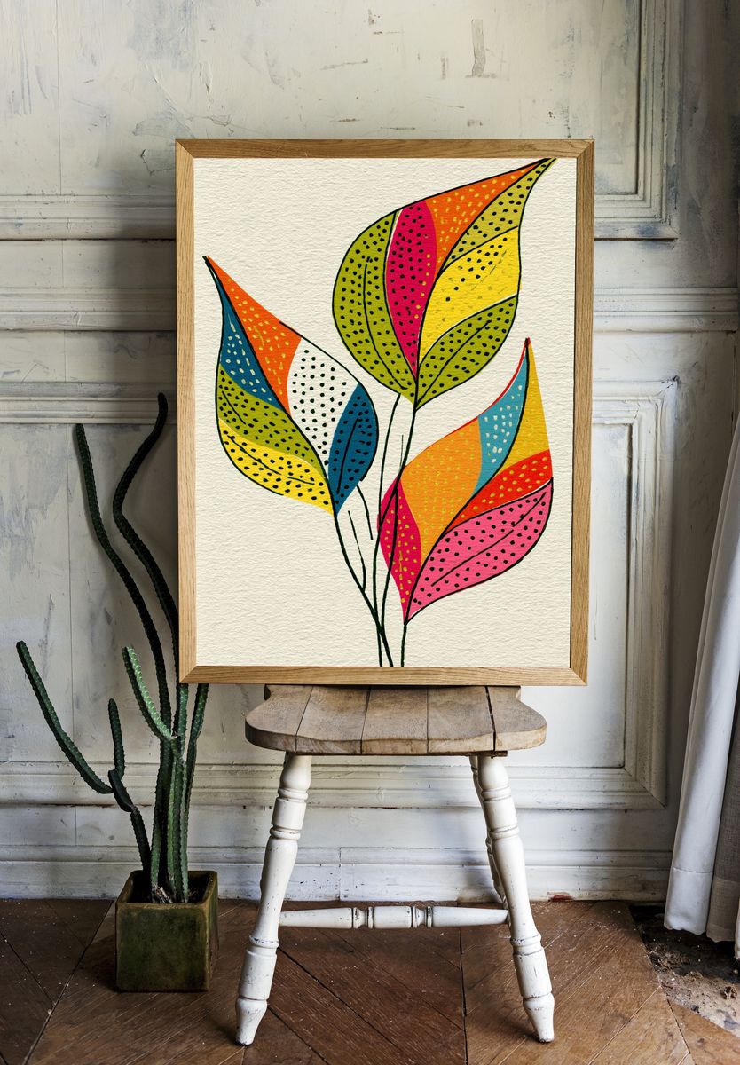 Colorful Leaf Botanical Poster. — room view 1